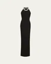 Balmain Crystal-embellished Open-back Velvet Gown In Black Crystal