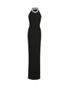 Balmain Halterneck Db Col Embroidered Long Dress In Black