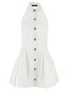Balmain White A-line Backless Poplin Minidress In White