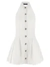 Balmain White A-line Backless Poplin Minidress In White