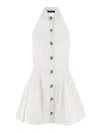Balmain White A-line Backless Poplin Minidress In White