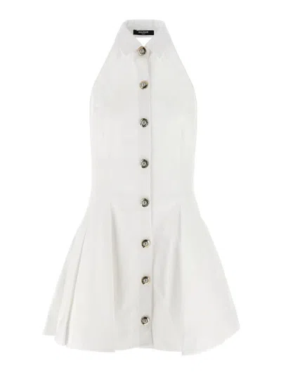 Balmain Backless Dress In White
