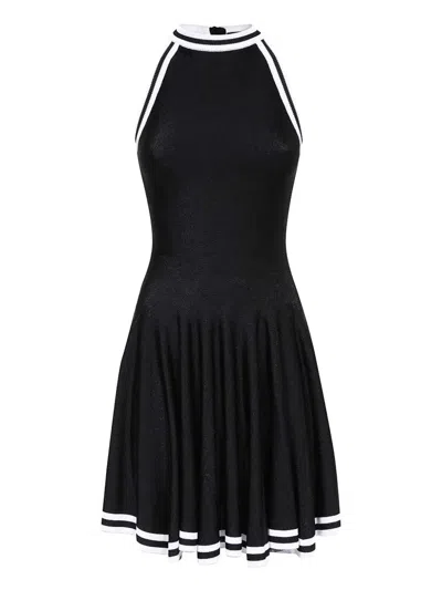 BALMAIN HALTERNECK FLUTED DRESS