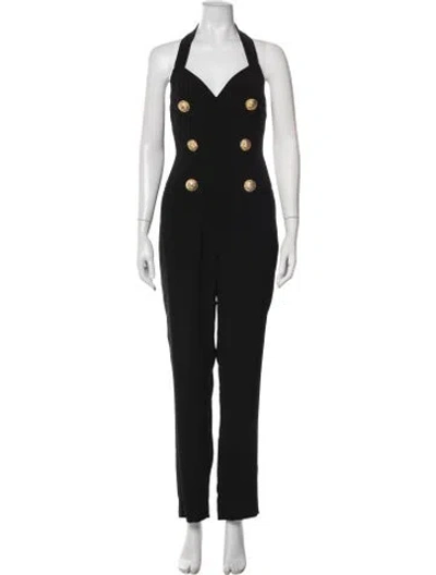 Pre-owned Balmain Halterneck Jumpsuit In Black