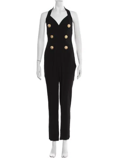 Pre-owned Balmain Halterneck Jumpsuit In Black