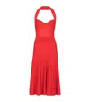 Balmain Halterneck Knit Midi Dress In Red