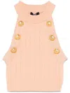 Balmain Gestricktes Cropped-top Mit Neckholder In Rosa