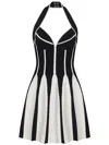Balmain Backless Knit Short Halter Skater Dress In Black