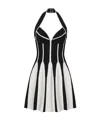 Balmain Backless Knit Short Halter Skater Dress In White