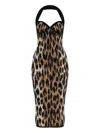 Balmain Halterneck Leopard Print Jacquard Bodycon Dress In Animal Print