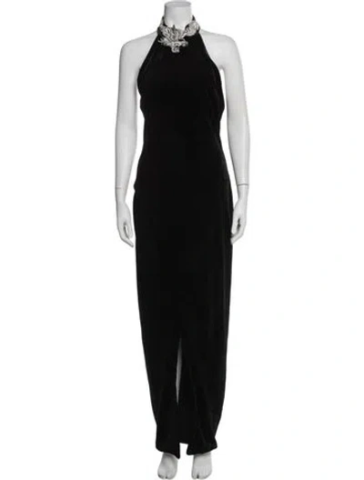 Pre-owned Balmain Halterneck Long Dress In Black