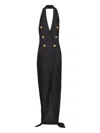 Balmain 6 Buttons Long Halterneck Knit Dress Clothing In Black