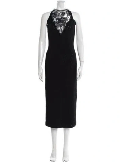 Pre-owned Balmain Halterneck Midi Length Dress In Black