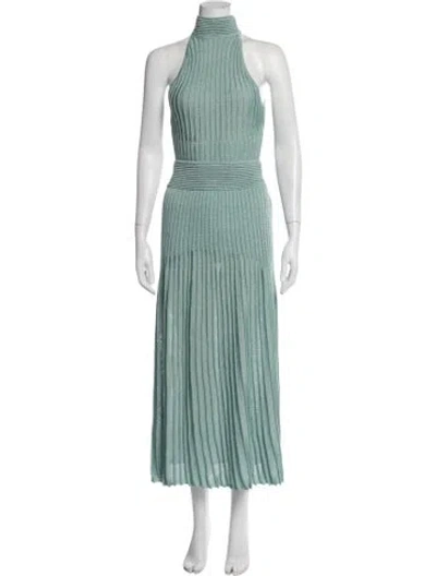 Pre-owned Balmain Halterneck Midi Length Dress In Green