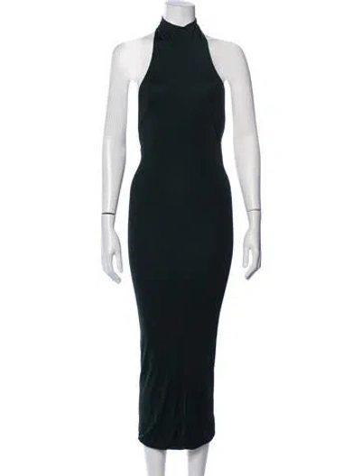 Pre-owned Balmain Halterneck Midi Length Dress In Green