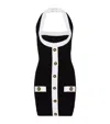 Balmain Black Dress With Square Neckline And Decorative Buttons In Viscose Blend Women In Black