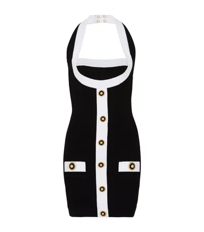 Balmain Two-tone Halterneck Mini Dress In Multi
