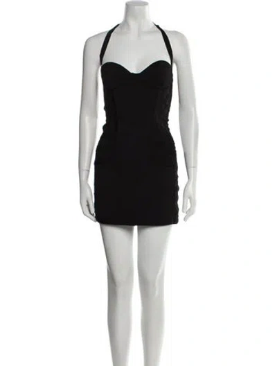 Pre-owned Balmain Halterneck Mini Dress In Black