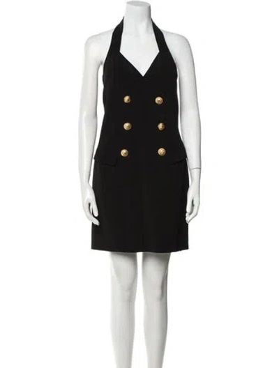 Pre-owned Balmain Halterneck Mini Dress In Black