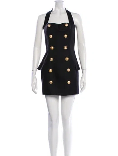 Pre-owned Balmain Halterneck Mini Dress In Black