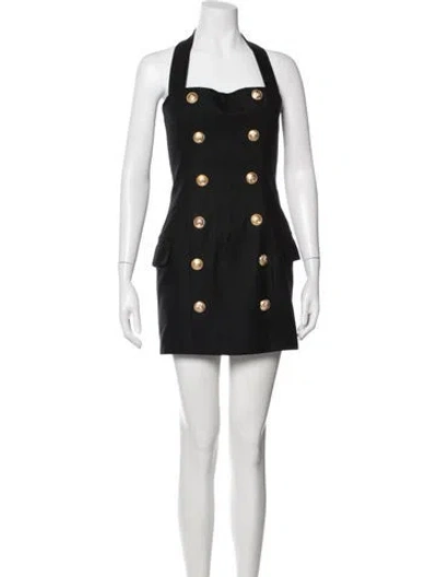 Pre-owned Balmain Halterneck Mini Dress In Black