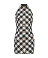 Balmain Gingham Tweed Minidress In Black
