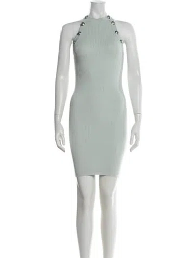 Pre-owned Balmain Halterneck Mini Dress In Green