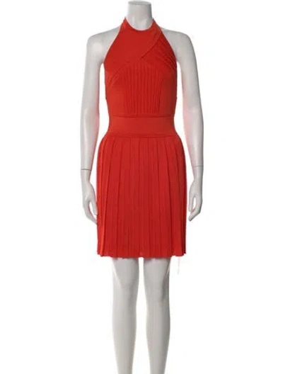 Pre-owned Balmain Halterneck Mini Dress In Orange