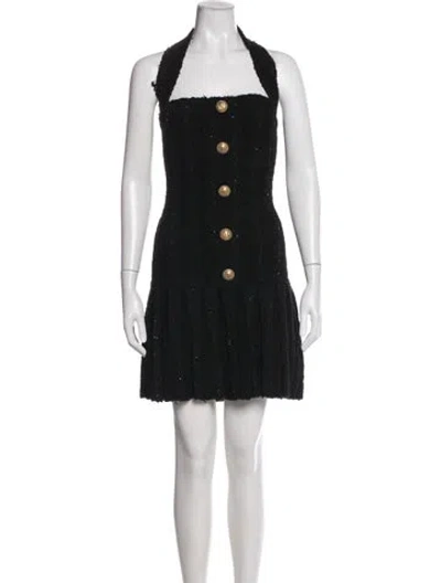 Pre-owned Balmain Halterneck Mini Dress W/ Tags In Black