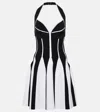 Balmain Backless Knit Short Halter Skater Dress In Black