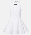 Balmain Halter Double-collar Sleeveless Mini Flare Dress In White