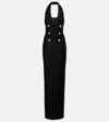 Balmain 6 Buttons Long Halterneck Knit Dress Clothing In Black