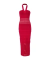 Balmain Halterneck Openwork-panel Maxi Dress In Multi