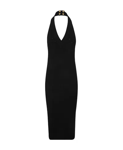 BALMAIN BALMAIN HALTERNECK FITTED WAIST MIDI DRESS