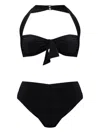 Balmain Halterneck Ruched Bikini In Black