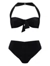 Balmain Halterneck Ruched Bikini In Black