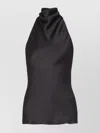 Balmain Halterneck Sleeveless Backless Draped Neckline Fitted Silhouette In Black