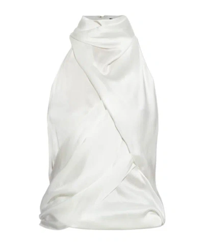 Balmain Halterneck Sleeveless Blouse In White