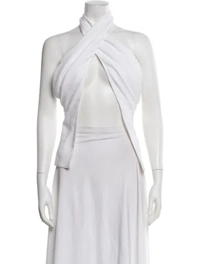 Pre-owned Balmain Halterneck Sleeveless Crop Top W/ Tags In White