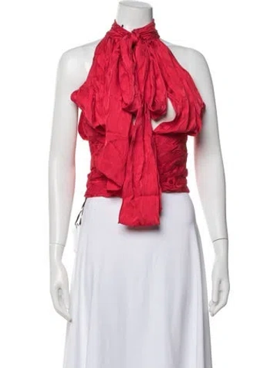 Pre-owned Balmain Halterneck Sleeveless Top In Red