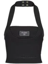 Balmain Ribbed Knit Halterneck Top In Black