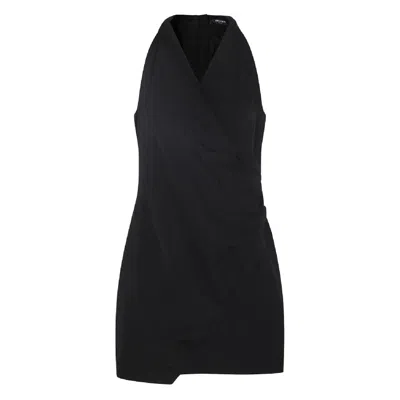 Balmain Halterneck Wrap Dress In Black