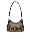 Balmain B-buzz Hobo Bag In Khaki In Kaki/noir