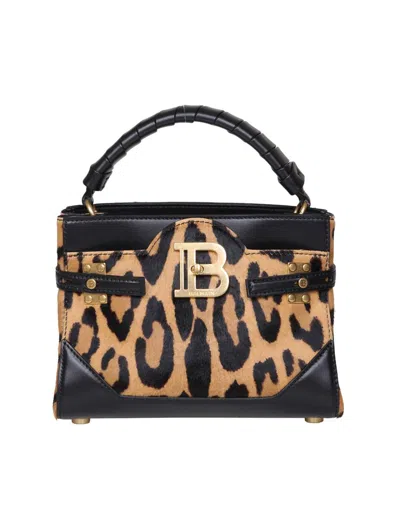 Balmain Small Leather And Pony Bbuzz Bag In Maculated