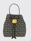 Balmain Pulse Monogram Jacquard Bucket Bag In Gray