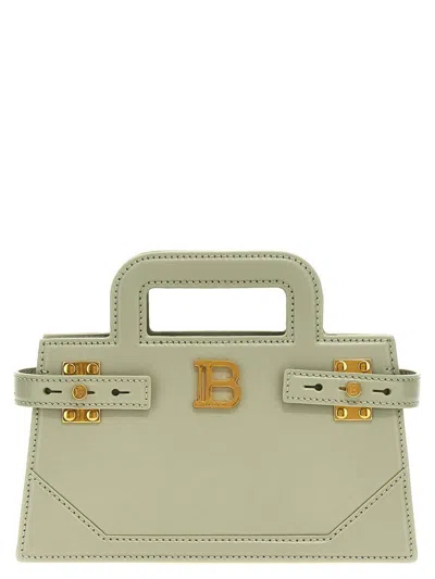 Balmain Small B-buzz Leather Tote Bag In Green