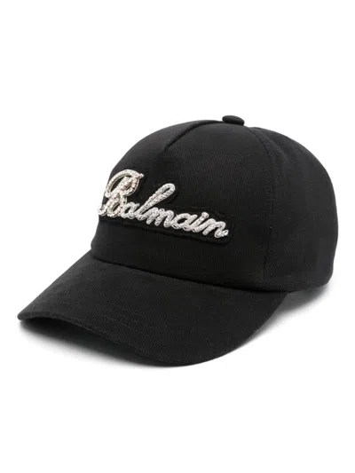 Balmain Hat With Logo In Black