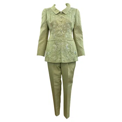 Pre-owned Balmain Haute Couture Mint Green Suit With Embroidery, 2000s