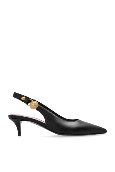 Balmain Eva 50 Calf Leather Slingback Pumps In Black