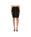 Balmain Herringbone Patterned Pencil Skirt In Black